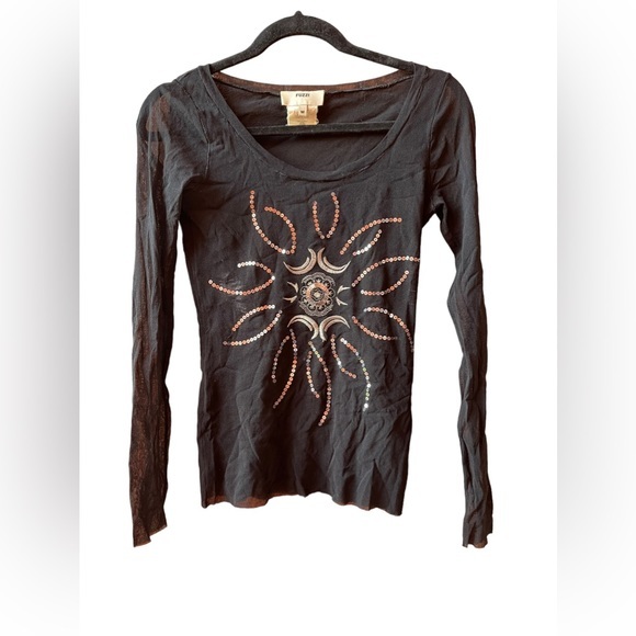 Fuzzi long sleeve sheer blouse size M - Picture 1 of 5